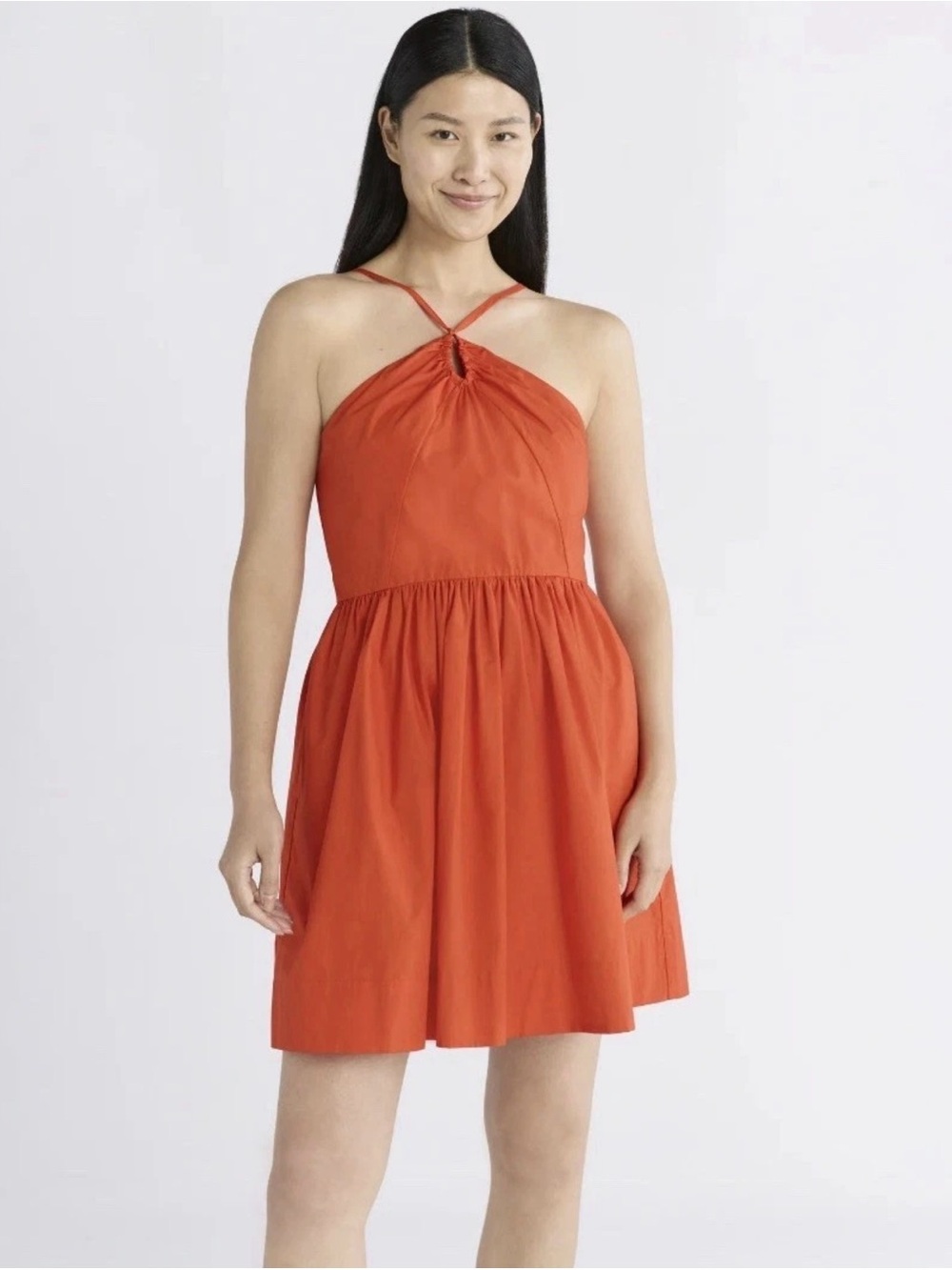 Womens Halter Mini Dress Orange Fit Flare Summer XL New w/ Tags